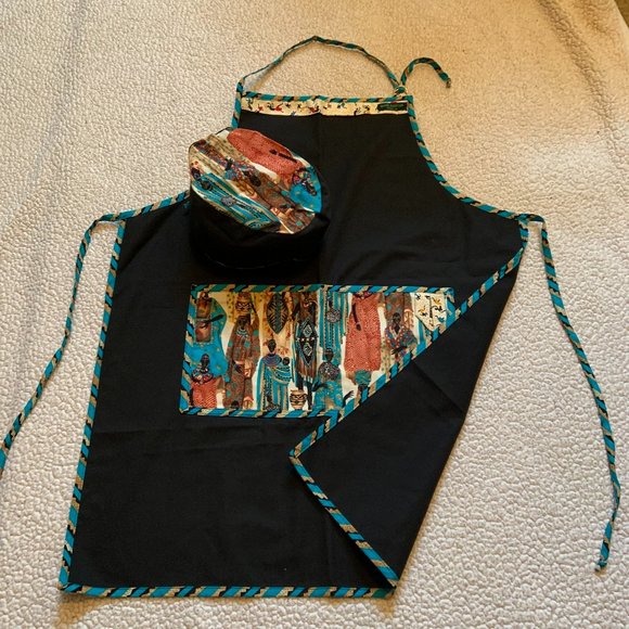 African Inspired Chef's Apron & Hat - Picture 3 of 4